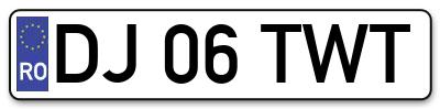 Placuta inmatriculare numar auto  DJ-06-TWT, DJ 06 TWT, DJ06TWT