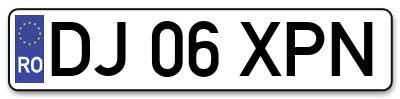 Placuta inmatriculare numar auto  DJ-06-XPN, DJ 06 XPN, DJ06XPN