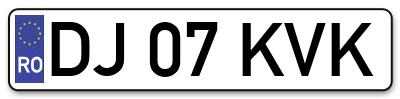 Placuta inmatriculare numar auto  DJ-07-KVK, DJ 07 KVK, DJ07KVK