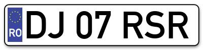 Placuta inmatriculare numar auto  DJ-07-RSR, DJ 07 RSR, DJ07RSR