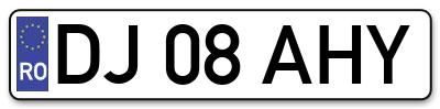Placuta inmatriculare numar auto  DJ-08-AHY, DJ 08 AHY, DJ08AHY