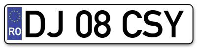 Placuta inmatriculare numar auto  DJ-08-CSY, DJ 08 CSY, DJ08CSY