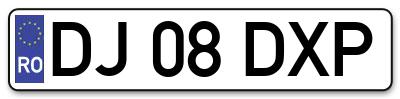 Placuta inmatriculare numar auto  DJ-08-DXP, DJ 08 DXP, DJ08DXP