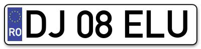 Placuta inmatriculare numar auto  DJ-08-ELU, DJ 08 ELU, DJ08ELU