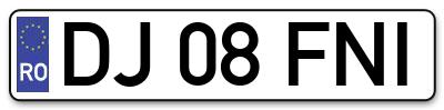 Placuta inmatriculare numar auto  DJ-08-FNI, DJ 08 FNI, DJ08FNI
