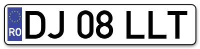 Placuta inmatriculare numar auto  DJ-08-LLT, DJ 08 LLT, DJ08LLT