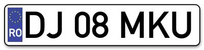 Placuta inmatriculare numar auto  DJ-08-MKU, DJ 08 MKU, DJ08MKU