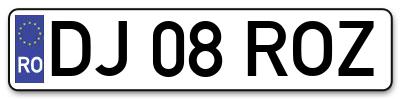 Placuta inmatriculare numar auto  DJ-08-ROZ, DJ 08 ROZ, DJ08ROZ