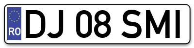 Placuta inmatriculare numar auto  DJ-08-SMI, DJ 08 SMI, DJ08SMI