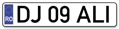 Placuta inmatriculare numar auto  DJ-09-ALI, DJ 09 ALI, DJ09ALI