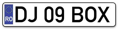 Placuta inmatriculare numar auto  DJ-09-BOX, DJ 09 BOX, DJ09BOX