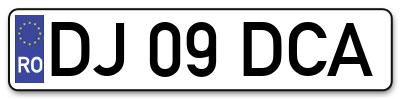 Placuta inmatriculare numar auto  DJ-09-DCA, DJ 09 DCA, DJ09DCA