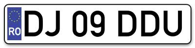 Placuta inmatriculare numar auto  DJ-09-DDU, DJ 09 DDU, DJ09DDU