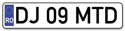 Placuta inmatriculare numar auto  DJ-09-MTD, DJ 09 MTD, DJ09MTD