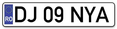 Placuta inmatriculare numar auto  DJ-09-NYA, DJ 09 NYA, DJ09NYA