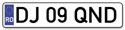 Placuta inmatriculare numar auto  DJ-09-QND, DJ 09 QND, DJ09QND