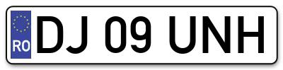 Placuta inmatriculare numar auto  DJ-09-UNH, DJ 09 UNH, DJ09UNH