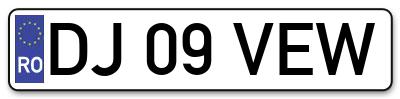 Placuta inmatriculare numar auto  DJ-09-VEW, DJ 09 VEW, DJ09VEW