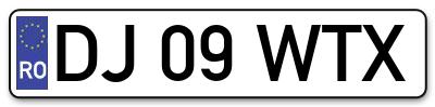 Placuta inmatriculare numar auto  DJ-09-WTX, DJ 09 WTX, DJ09WTX