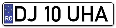 Placuta inmatriculare numar auto  DJ-10-UHA, DJ 10 UHA, DJ10UHA