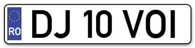Placuta inmatriculare numar auto  DJ-10-VOI, DJ 10 VOI, DJ10VOI