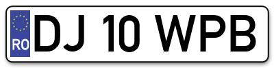 Placuta inmatriculare numar auto  DJ-10-WPB, DJ 10 WPB, DJ10WPB