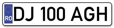 Placuta inmatriculare numar auto  DJ-100-AGH, DJ 100 AGH, DJ100AGH