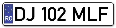 Placuta inmatriculare numar auto  DJ-102-MLF, DJ 102 MLF, DJ102MLF
