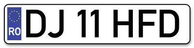Placuta inmatriculare numar auto  DJ-11-HFD, DJ 11 HFD, DJ11HFD