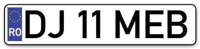 Placuta inmatriculare numar auto  DJ-11-MEB, DJ 11 MEB, DJ11MEB
