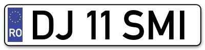 Placuta inmatriculare numar auto  DJ-11-SMI, DJ 11 SMI, DJ11SMI