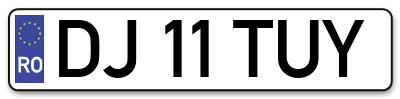 Placuta inmatriculare numar auto  DJ-11-TUY, DJ 11 TUY, DJ11TUY