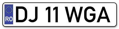 Placuta inmatriculare numar auto  DJ-11-WGA, DJ 11 WGA, DJ11WGA