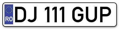 Placuta inmatriculare numar auto  DJ-111-GUP, DJ 111 GUP, DJ111GUP