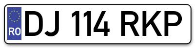 Placuta inmatriculare numar auto  DJ-114-RKP, DJ 114 RKP, DJ114RKP