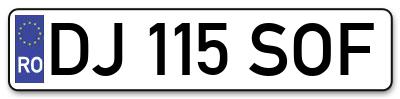 Placuta inmatriculare numar auto  DJ-115-SOF, DJ 115 SOF, DJ115SOF