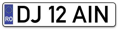 Placuta inmatriculare numar auto  DJ-12-AIN, DJ 12 AIN, DJ12AIN