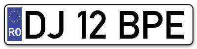Placuta inmatriculare numar auto  DJ-12-BPE, DJ 12 BPE, DJ12BPE