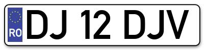 Placuta inmatriculare numar auto  DJ-12-DJV, DJ 12 DJV, DJ12DJV