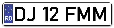Placuta inmatriculare numar auto  DJ-12-FMM, DJ 12 FMM, DJ12FMM