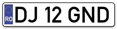 Placuta inmatriculare numar auto  DJ-12-GND, DJ 12 GND, DJ12GND