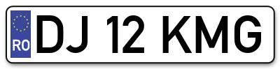 Placuta inmatriculare numar auto  DJ-12-KMG, DJ 12 KMG, DJ12KMG