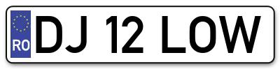 Placuta inmatriculare numar auto  DJ-12-LOW, DJ 12 LOW, DJ12LOW