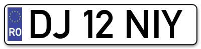 Placuta inmatriculare numar auto  DJ-12-NIY, DJ 12 NIY, DJ12NIY