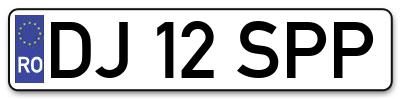 Placuta inmatriculare numar auto  DJ-12-SPP, DJ 12 SPP, DJ12SPP