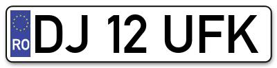 Placuta inmatriculare numar auto  DJ-12-UFK, DJ 12 UFK, DJ12UFK