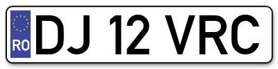 Placuta inmatriculare numar auto  DJ-12-VRC, DJ 12 VRC, DJ12VRC