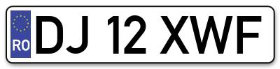 Placuta inmatriculare numar auto  DJ-12-XWF, DJ 12 XWF, DJ12XWF