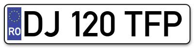 Placuta inmatriculare numar auto  DJ-120-TFP, DJ 120 TFP, DJ120TFP