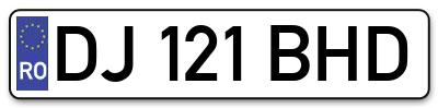 Placuta inmatriculare numar auto  DJ-121-BHD, DJ 121 BHD, DJ121BHD